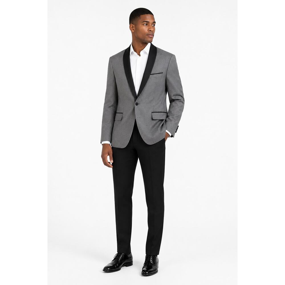 Alain Dupetit Grey Tuxedo Jacket Shawl Collar One Button Mens Size 46R New